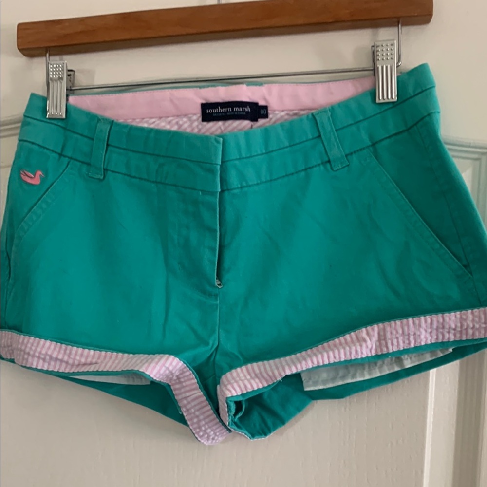 Southern Marsh Green High Waist Shorts